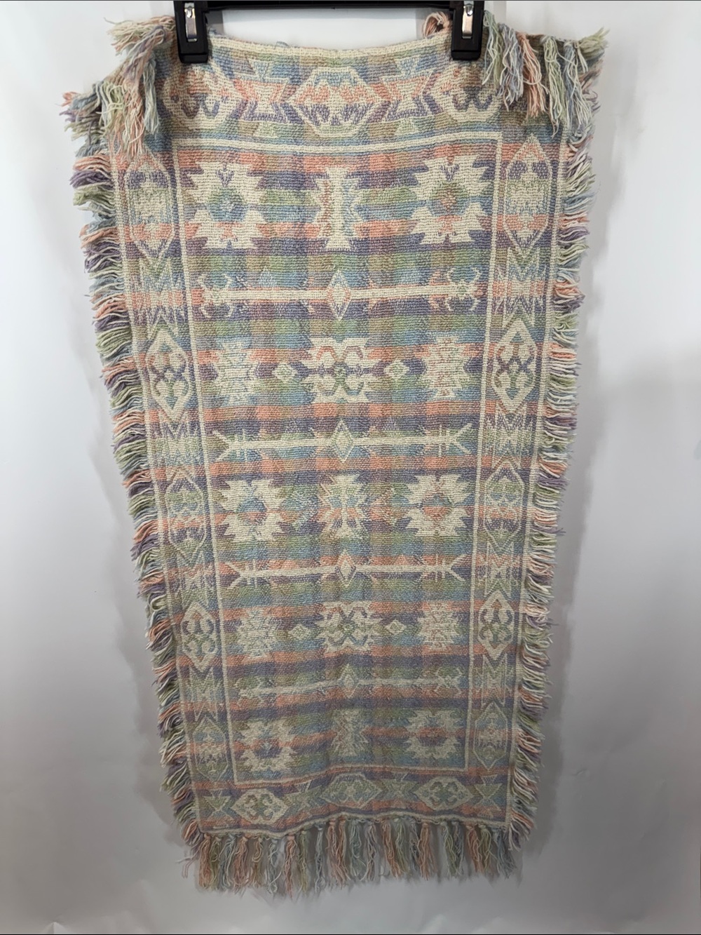 Vintage Southwestern Woven Runner Rug Table Runner 39”x17.5” Pastel Boho